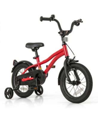 14 Inch Shock-Absorbing Kids Bike with Detachable Training Wheels, 110 lb. Capacity, Ages 3-5