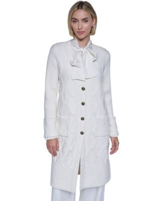 Women's Cable-Knit Crewneck Cardigan