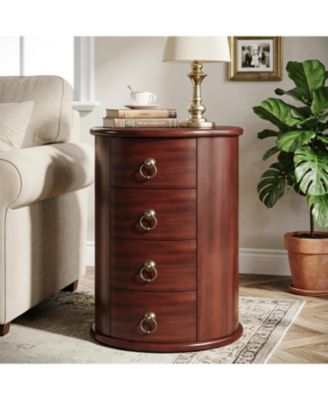 Round End Table with 4 Drawers