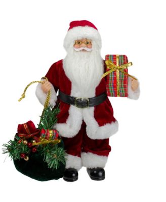 Santa Claus Holding Gift Bag and Presents 12" Christmas Figure