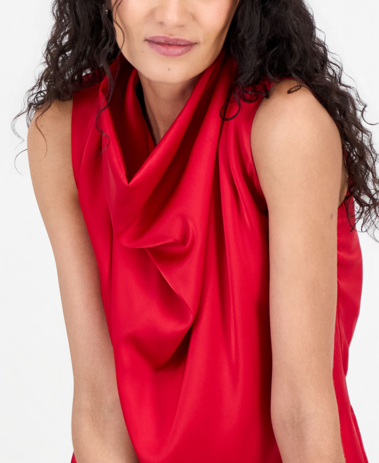 Женская блузка T Tahari Sleeveless Satin Cowl Neck, цвет: Красный бриллиантовый — фото 3
