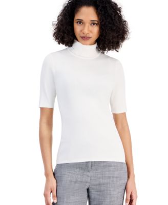Petite Lightweight Short-Sleeve Turtleneck Sweater
