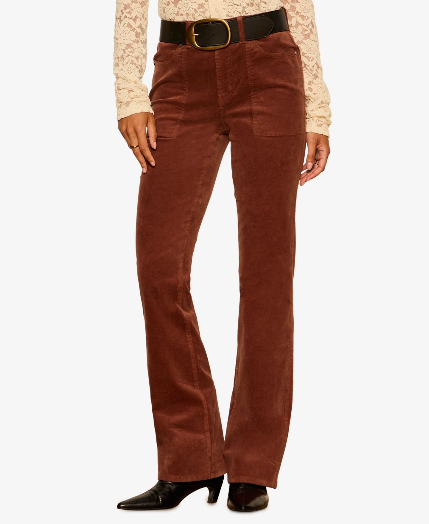 Женские брюки Sanctuary Petite Play Date High-Waist Bootcut Corduroy, цвет: Какао — фото 7