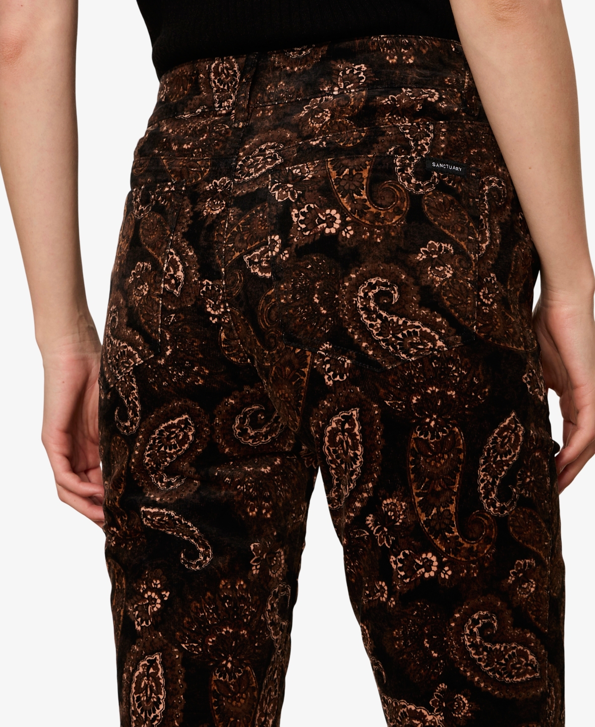 Sanctuary Petite Play Date Velvet-Paisley Bootcut Pants