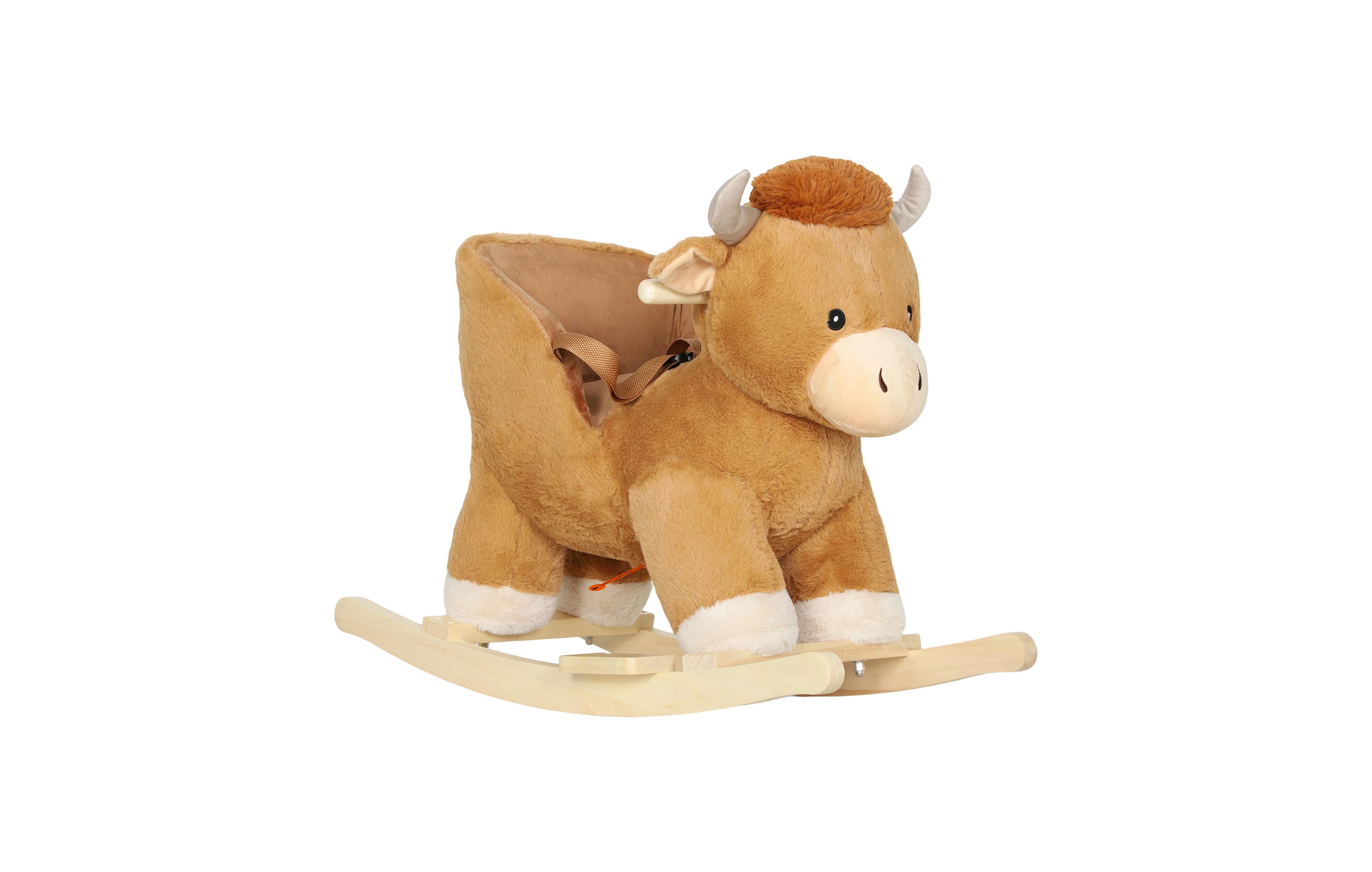Qaba Cow Baby Rocking Horse with Music and Safety Belt, 88 lbs., Ages 1-3
