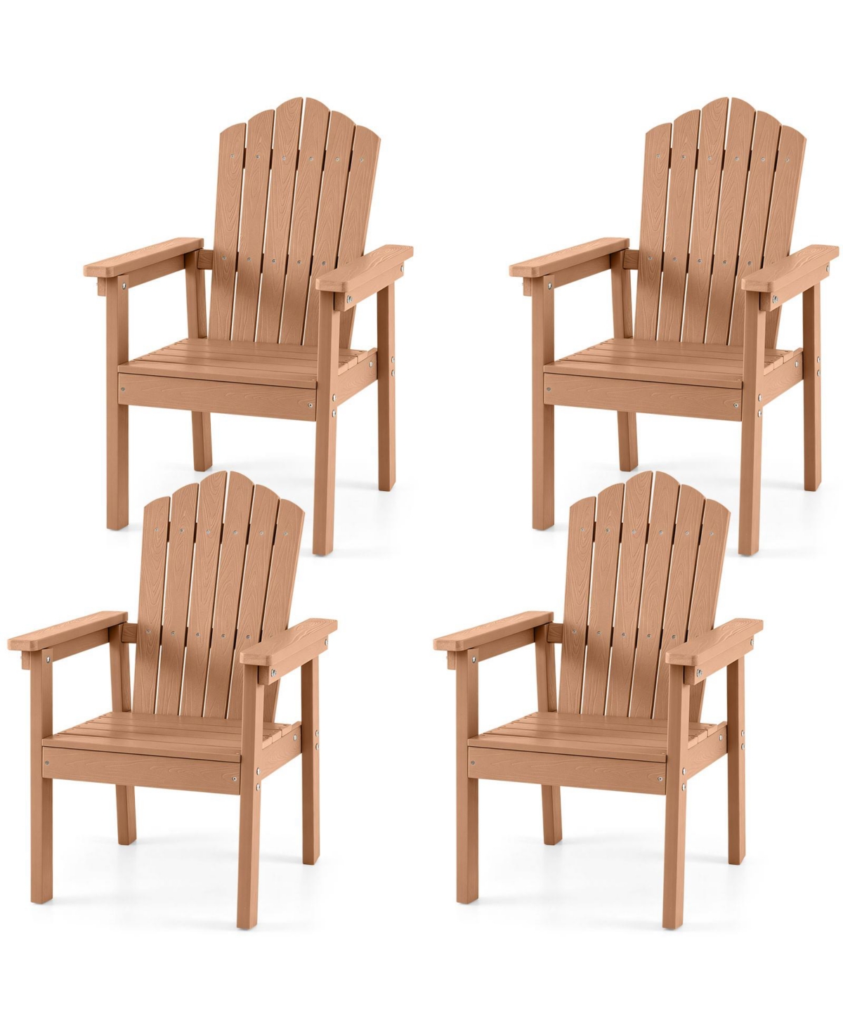 Gymax 4PCS Outdoor Adirondack Chair Patio Hips Chairs w/High Backrest Wide Armrests - Brown