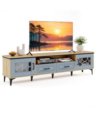 71" TV Stand for TVs up to 80" with Open Compartment Side Cabinets & Drawers