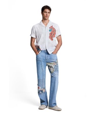 Men's Straight-Leg Printed Jeans