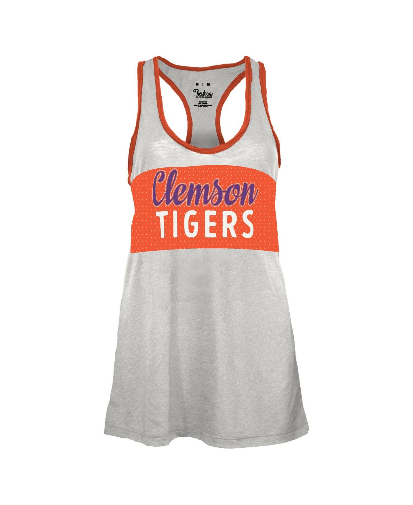 Женский топ Pressbox Clemson Tigers Tracy Racerback-Burnout — фото 2