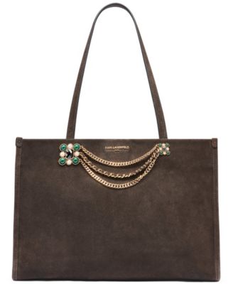 Jade Suede Laptop Large Tote Handbag