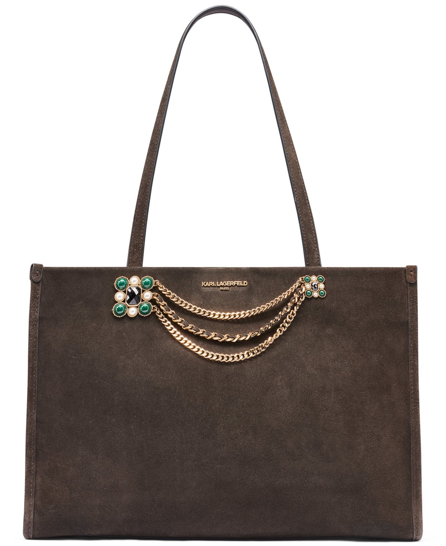 Женская сумка KARL LAGERFELD PARIS Jade Suede Large Tote, цвет: Fudge — фото 1