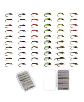 60 Hand Tied Fly Fishing Flies Assortment Trout Freshwater with Storage Box