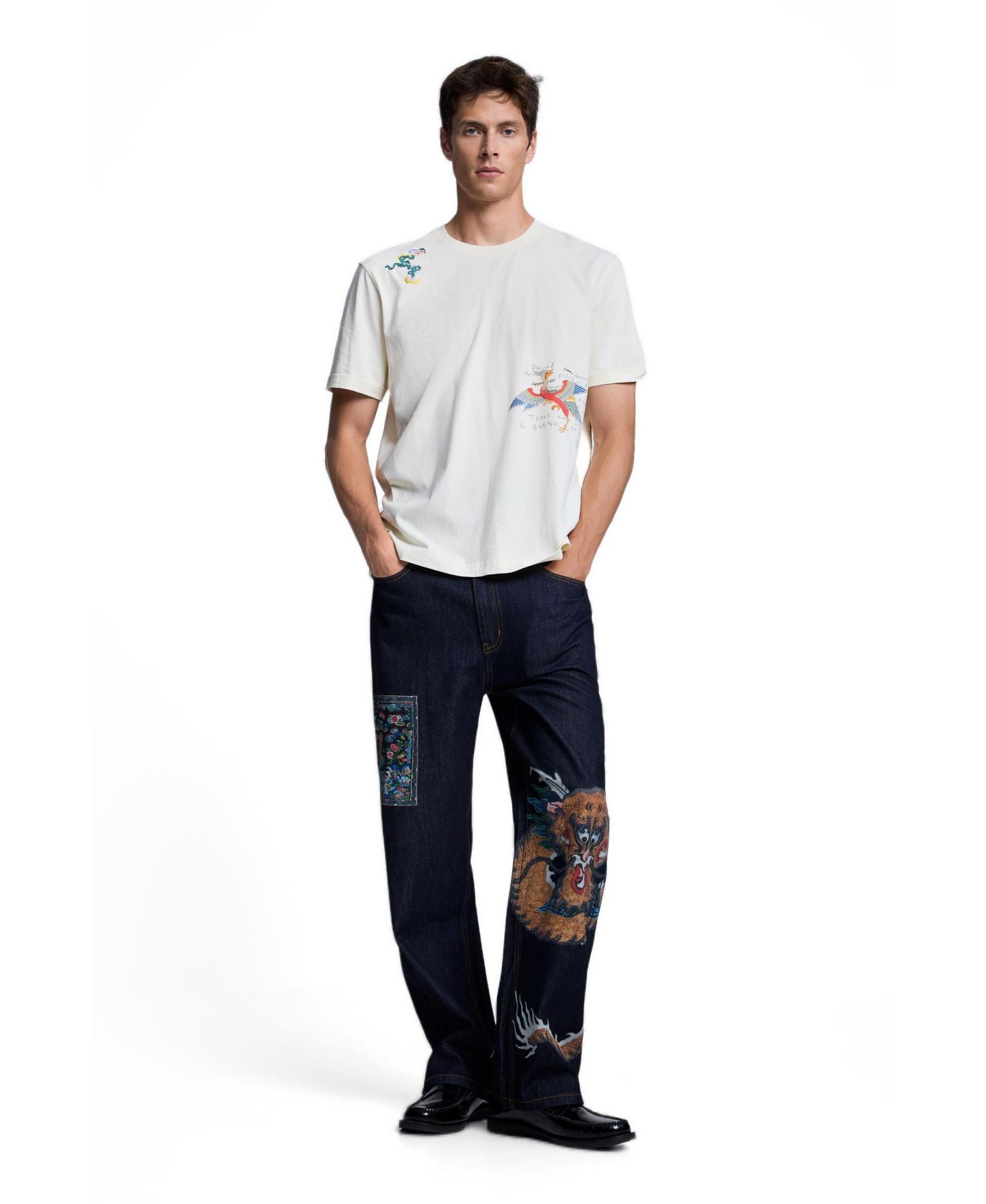 Мужская футболка Desigual Embroidered, цвет: Светлый бежевый — фото 2
