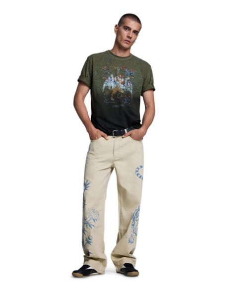 Мужские брюки Desigual Printed, цвет: Светлый бежевый