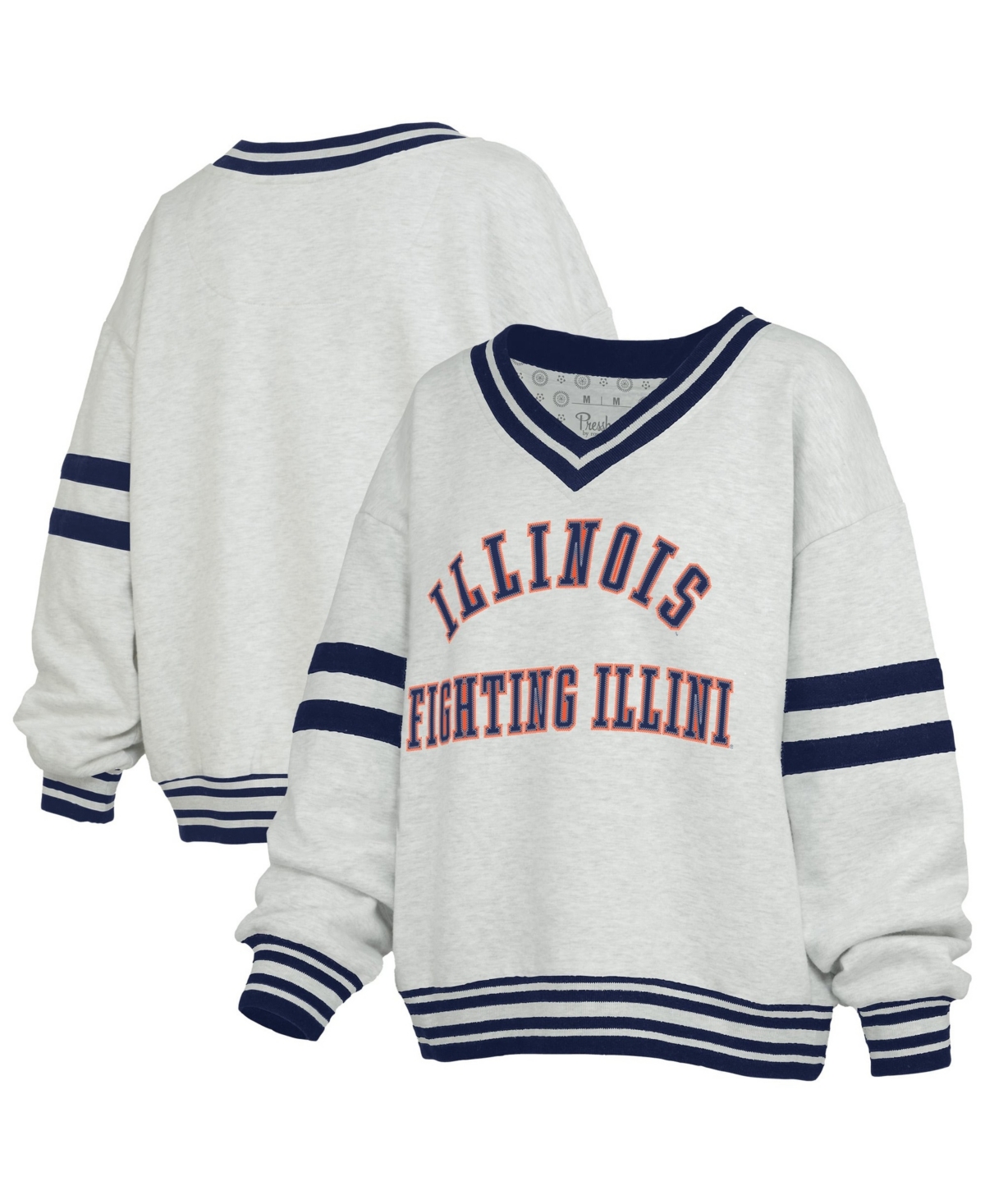 Pressbox Women's Illinois Fighting Illini Oates Oversized Dropped-shoulder V-neck Sweatshirt In Gray