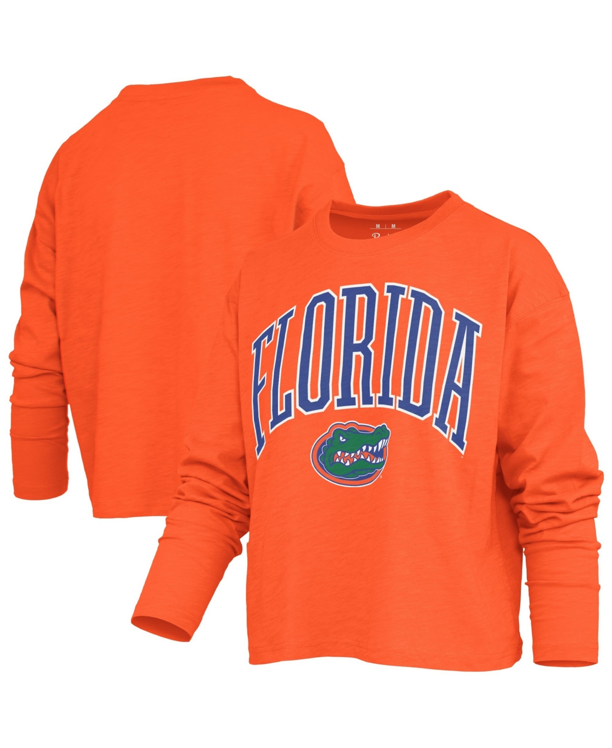 Pressbox Women's Florida Gators Motley Waist-length Boxy Burnout Long-sleeve T-shirt In Orange
