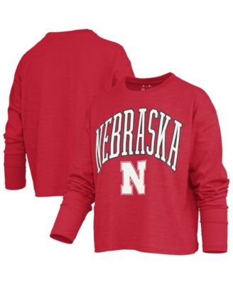 Women's Nebraska Huskers Motley Boxy Waist-Length Long-Sleeve T-Shirt