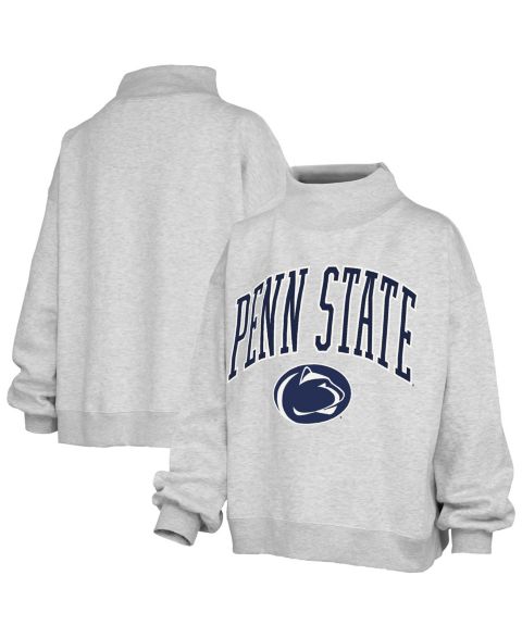 Женский свитшот Pressbox Gray Penn State Nittany Lions Nelson Texture Lingo Mock Neck Fleece