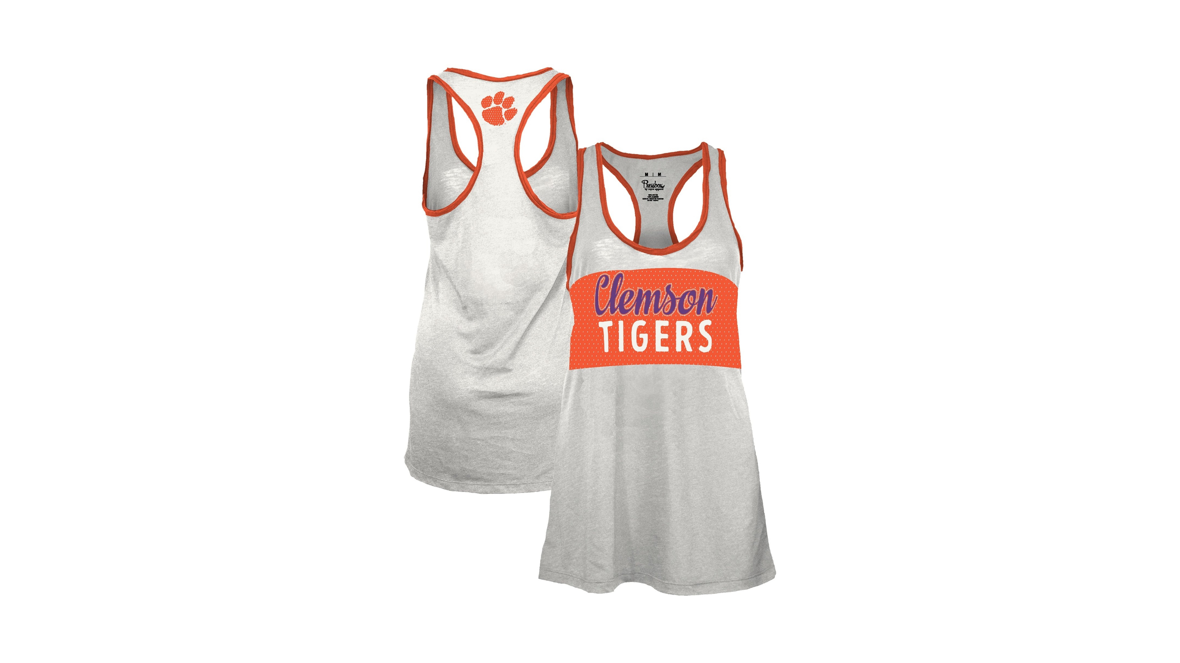 Pressbox Women's Clemson Tigers Tracy Racerback-Burnout Tank Top