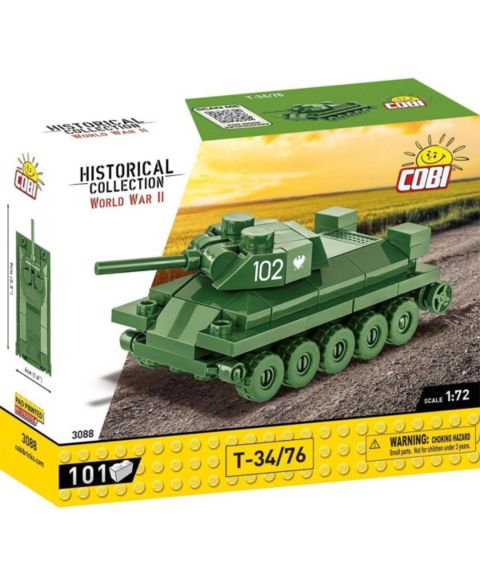 Детский конструктор COBI Wwii Historical Collection T-34/76 Tank 101-Piece Building Set, Ages 6+