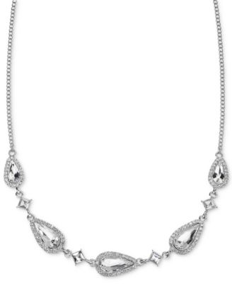 Metal-Tone Crystal Pear-Shaped Choker Necklace