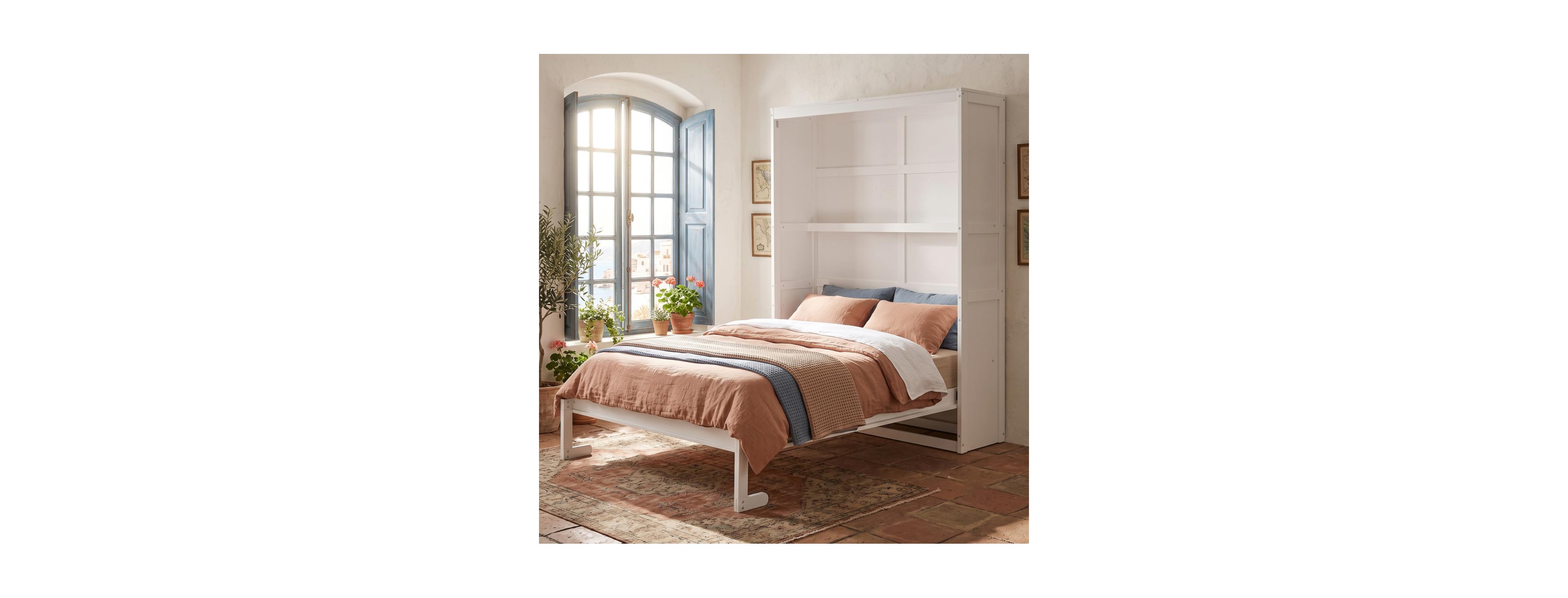 Streamdale Furniture Full Size Murphy Bed Wall Bed with Shelves