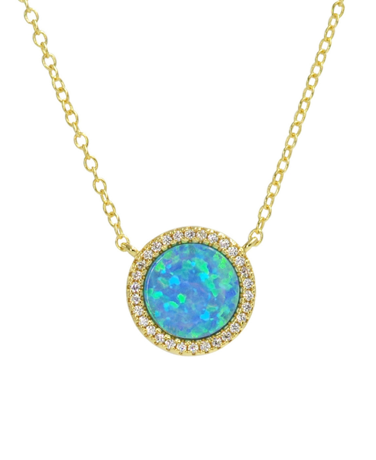 Kamaria Beacon Necklace with Lab-Grown Opal in 14k Gold Plated Sterling-Silver - Blue green opal