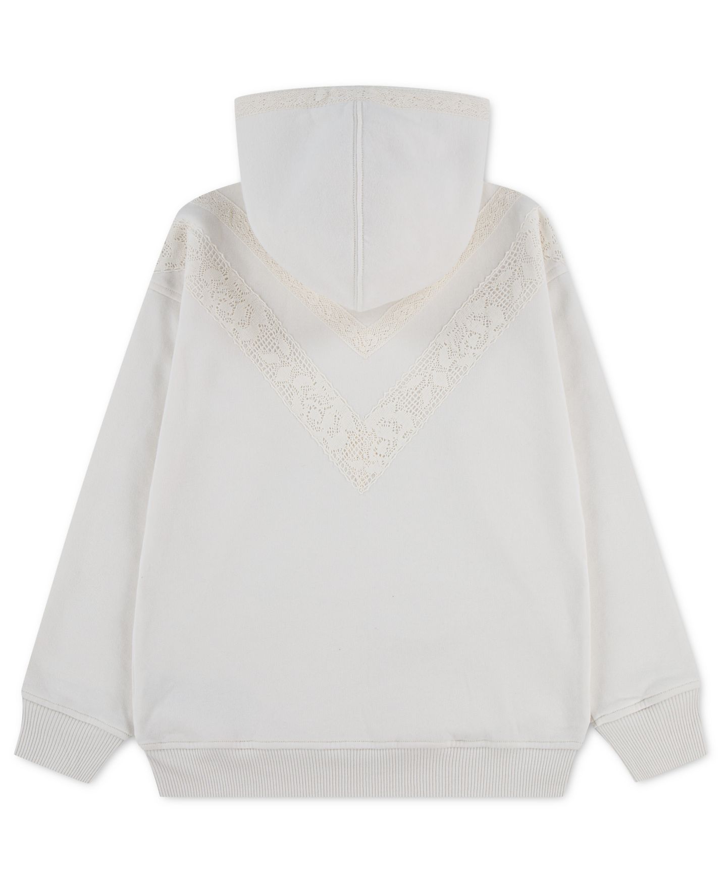 Худи abercrombie kids Essential Lace-Trimmed Long-Sleeve Hooded для девочек, цвет: Белый — фото 2