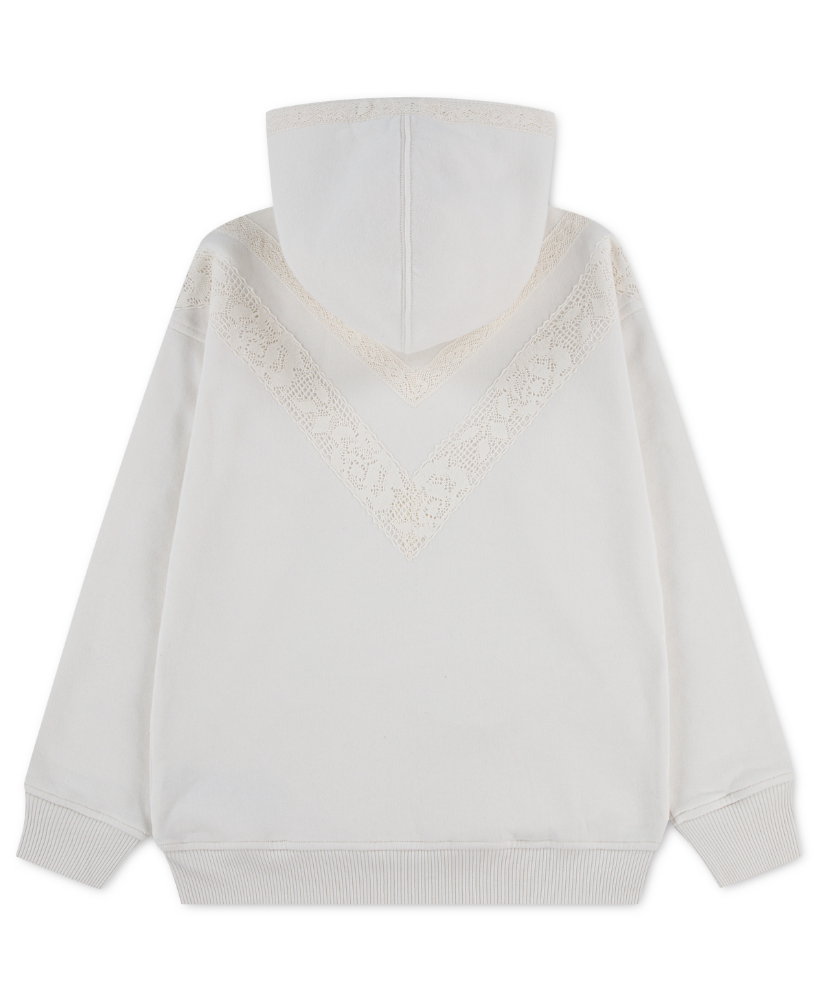 abercrombie kids Girls' 4-16 Essential Lace-Trimmed Long-Sleeve Hooded Hoodie