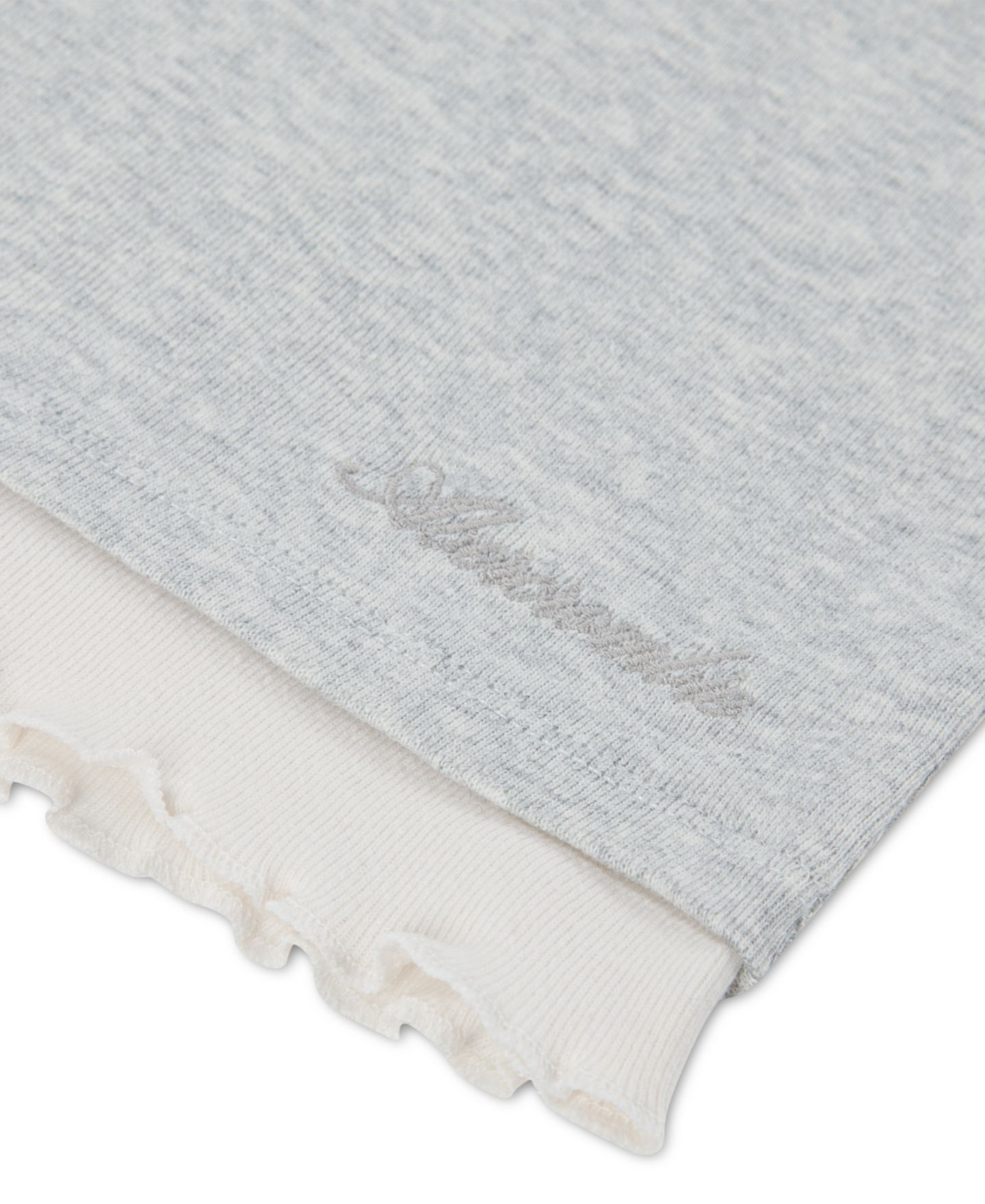Футболка abercrombie kids Twofer Layered Long-Sleeve Ruffled Scoop Neck T-Shirt для девочек, цвет: Светлый серый меланжевый — фото 3