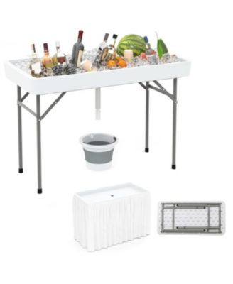 4 Foot Ice Cooler Folding Table Portable Ice Bin Table with Large Sink