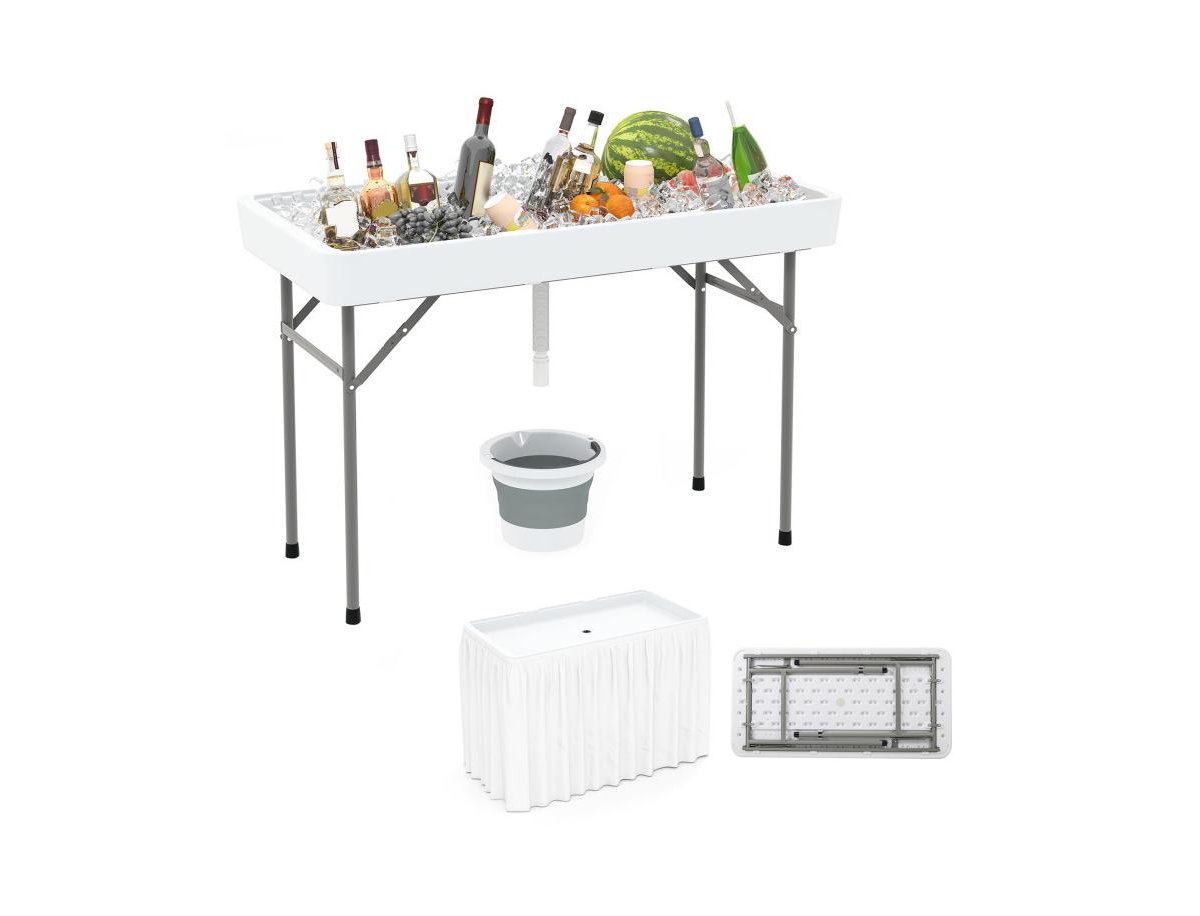 Boyel Living 4 Foot Ice Cooler Folding Table Portable Ice Bin Table with Large Sink
