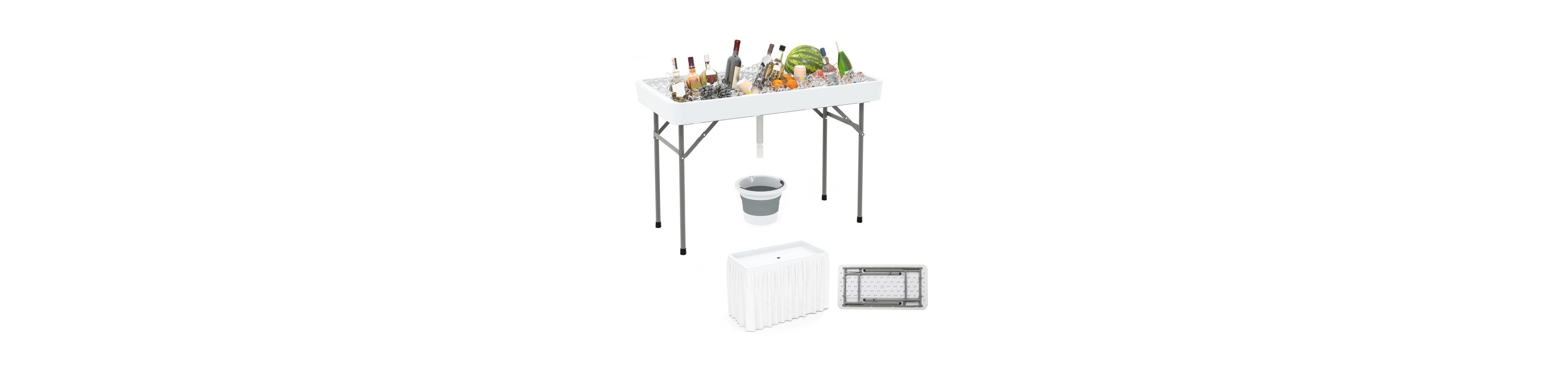 Boyel Living 4 Foot Ice Cooler Folding Table Portable Ice Bin Table with Large Sink