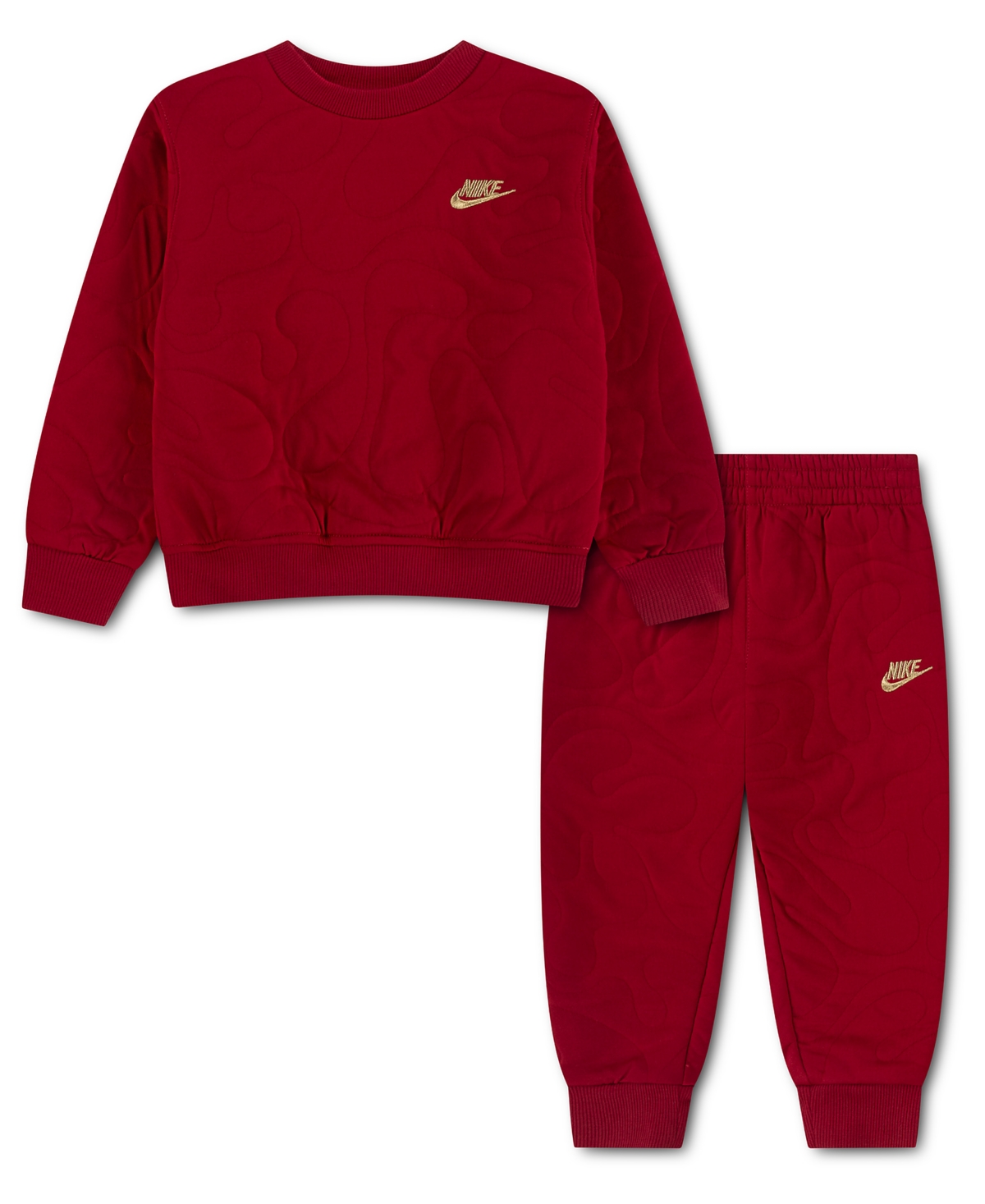 Nike Toddler Boys' 2T-5T Frost Futura Allover Free Flow Print Elastic-Waist Sweatshirt and Pants, 2-Piece Set - Touch Red