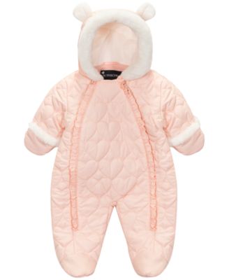 Baby Girls' Heart-Quilted Hooded One Piece