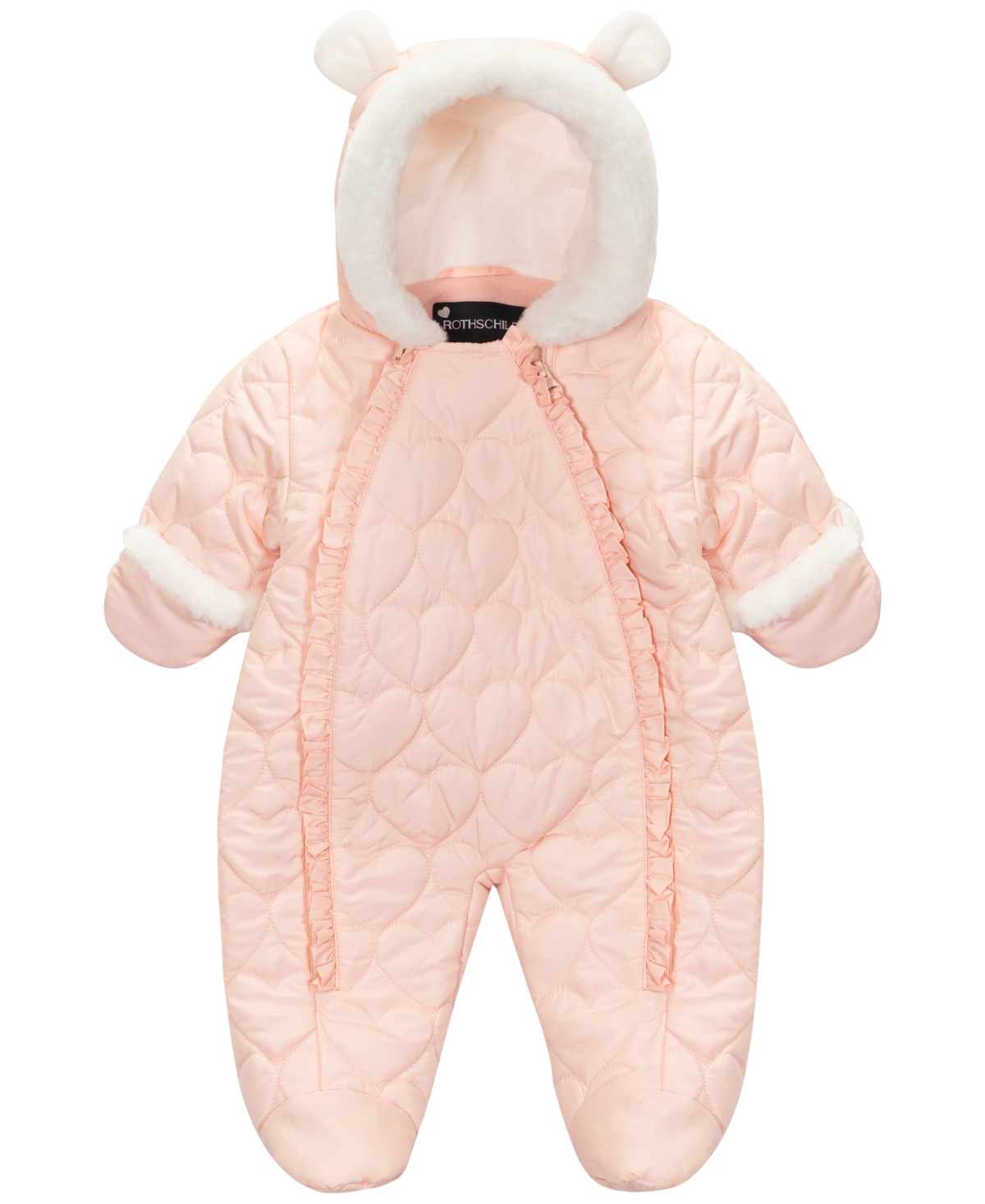 S Rothschild & Co Baby Girls' Heart-Quilted Hooded One Piece