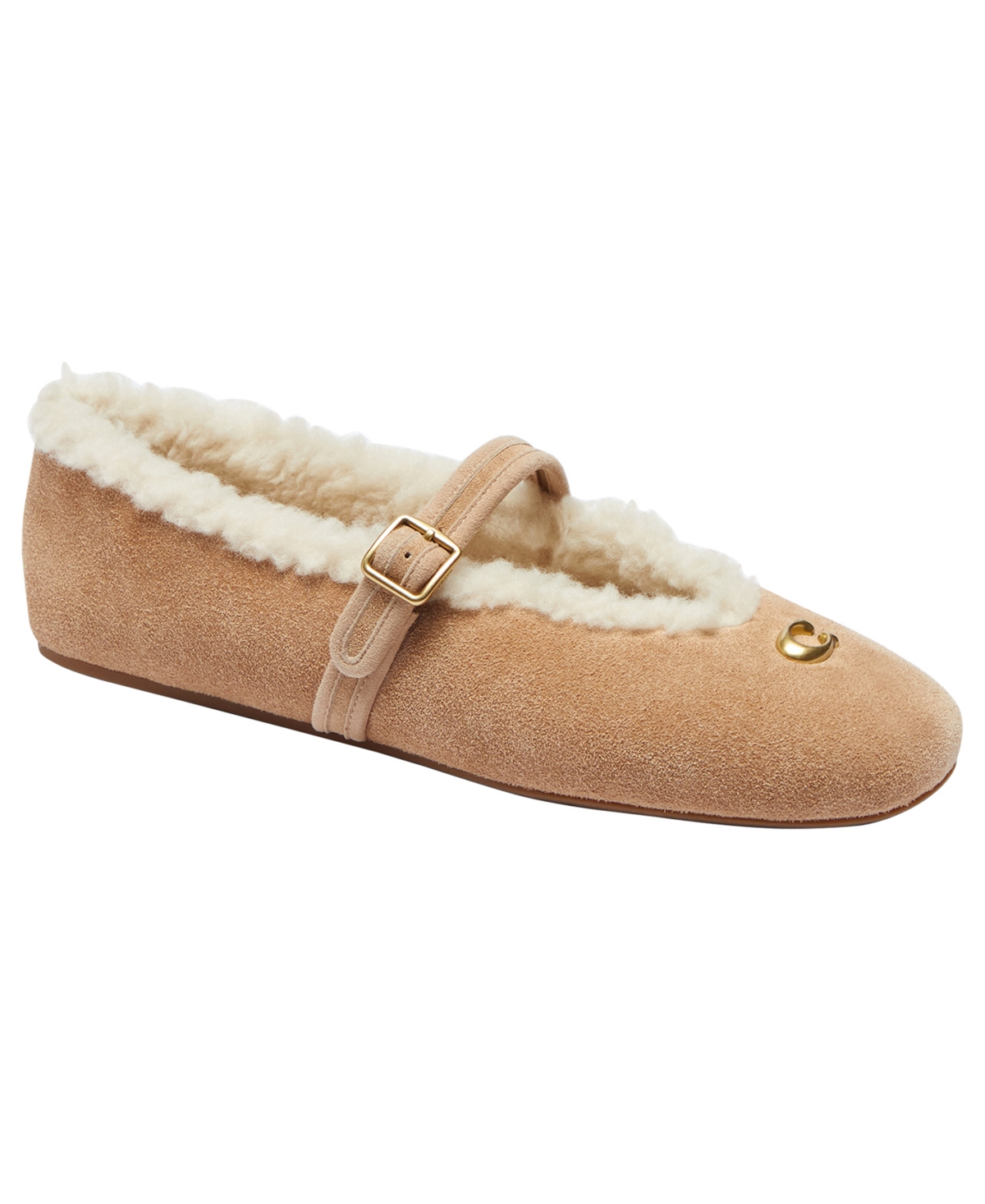 Coach Women's Sculpted C Mary Jane Shearling Flats