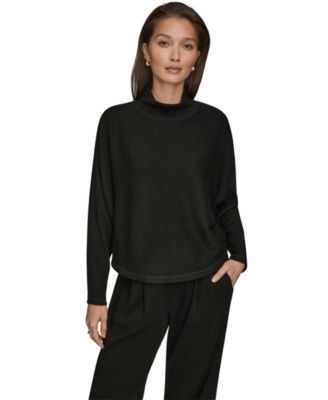 Donna Karan Weekend Women's Brushed Rib Dolman Funnel Neck Pullover