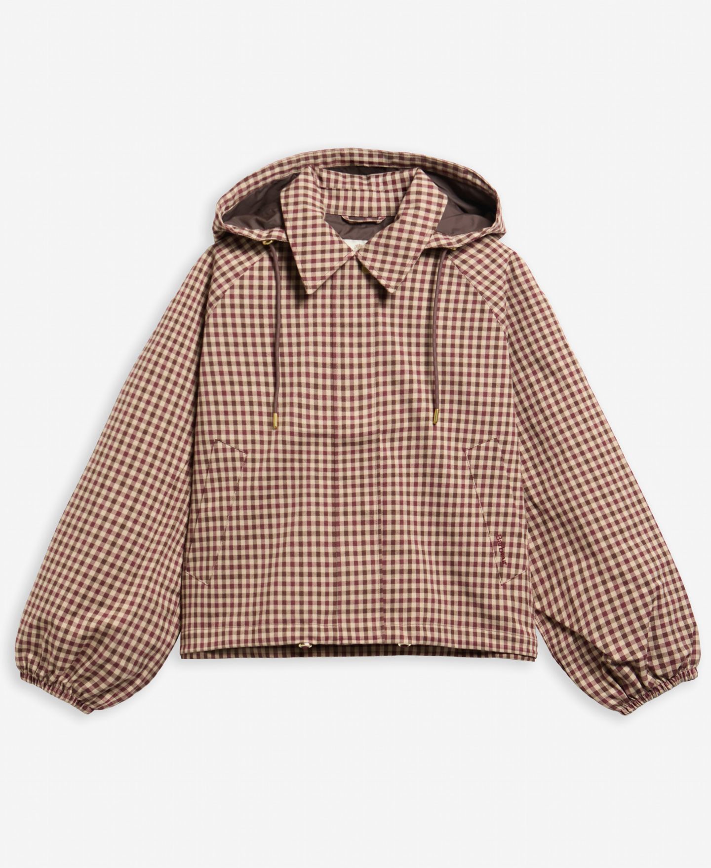 Женские куртки Barbour Audrey Gingham Hooded Raincoat, цвет: Клюквенный коричневый в мелкую клетку — фото 7
