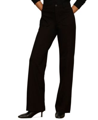 Petite Marine Wide-Leg High-Waist Ponte Pants