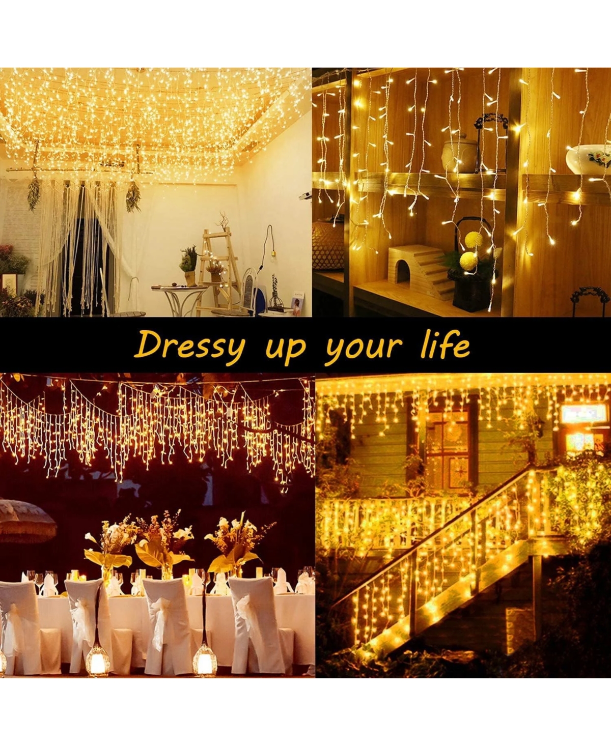 Cowin 33ft 400 Led Outdoor String Icicle Lights Warm Lights