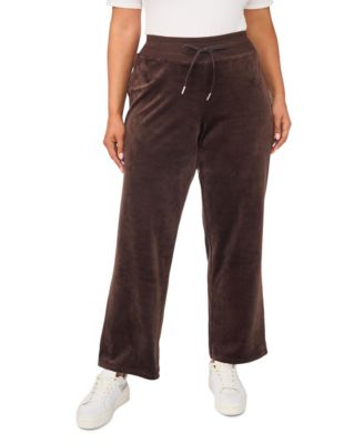 Plus Size Velour Drawstring-Waist Straight-Leg Pants