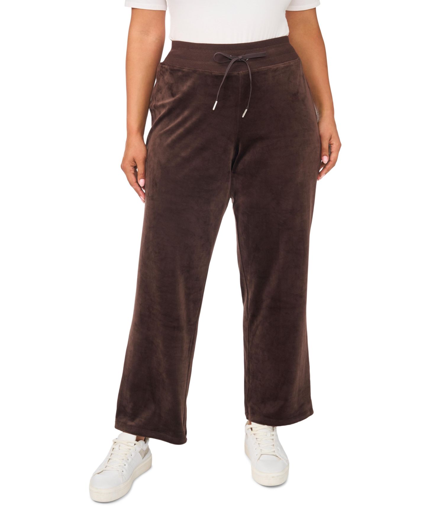 Женские брюки Vince Camuto Plus Size Velour Drawstring-Waist Straight-Leg, цвет: Какао — фото 1