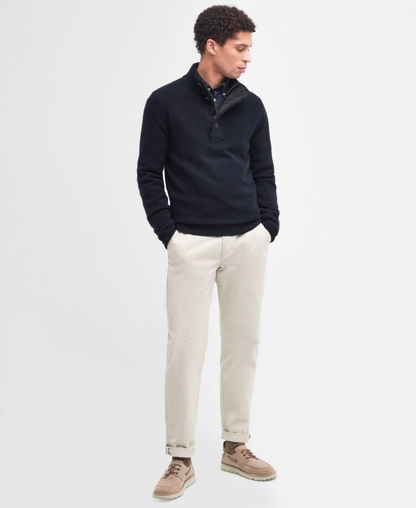 Мужской свитер Barbour Patch Half Zip Wool, цвет: Тёмно-синий — фото 2