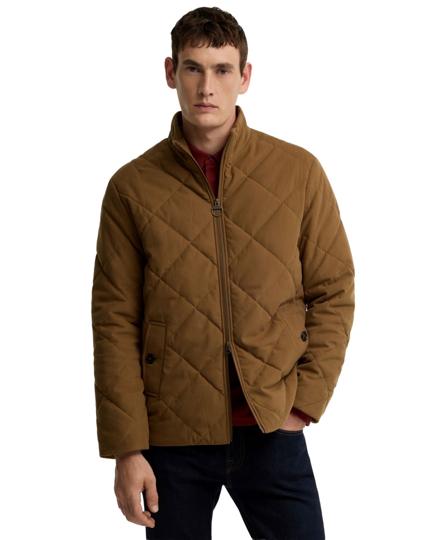 Мужская куртка Barbour Corden Quilted-Corduroy, цвет: Тёмный песчаниковый — фото 1