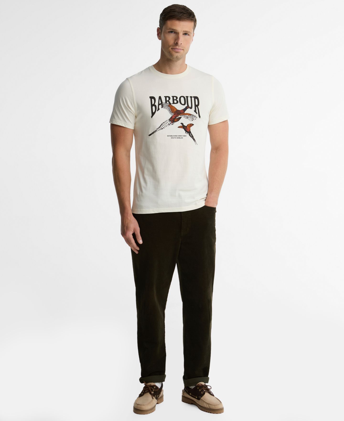 Мужская футболка Barbour Pheasant Graphic Regular-Fit, цвет: Белый — фото 2