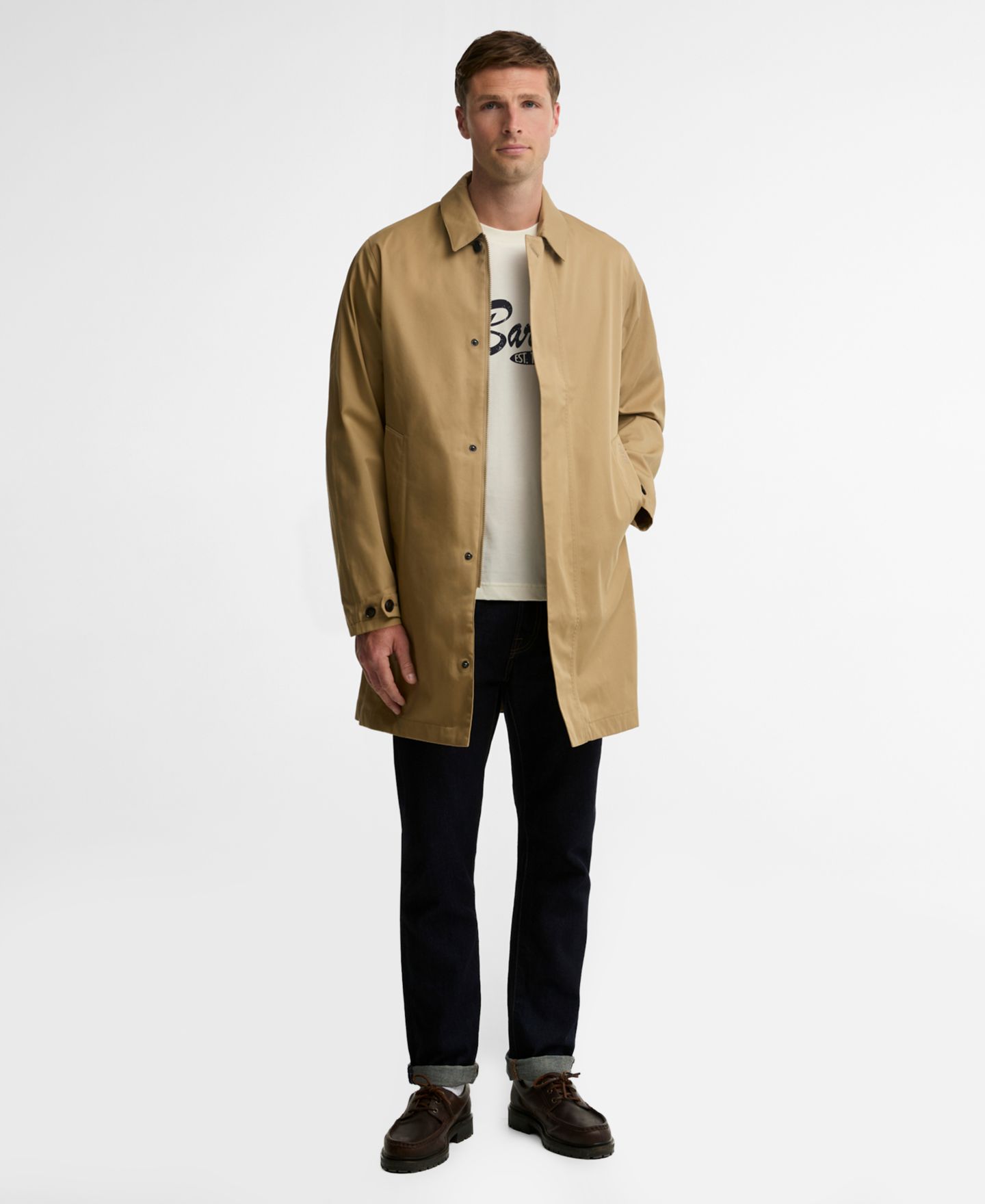 Мужские куртки Barbour Lorig Waterproof Raincoat with Detachable Hood, цвет: Trench — фото 2
