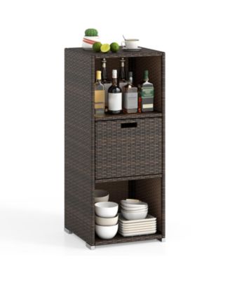 Outdoor Storage Cabinet with Storage Shelves and Removable Drawer for Porch
