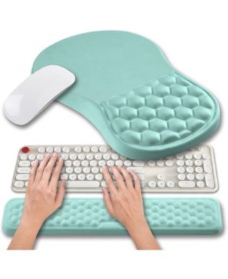 2-in-1 Memory Gel Ergonomic Mouse Pad and Keyboard Wrist Rest Set Compatible with Standard Keyboards and Mice