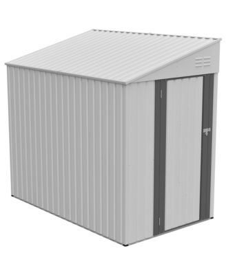 4 x 7 Feet Lean-To Metal Storage Shed with Lockable Doors for Tools and Bikes